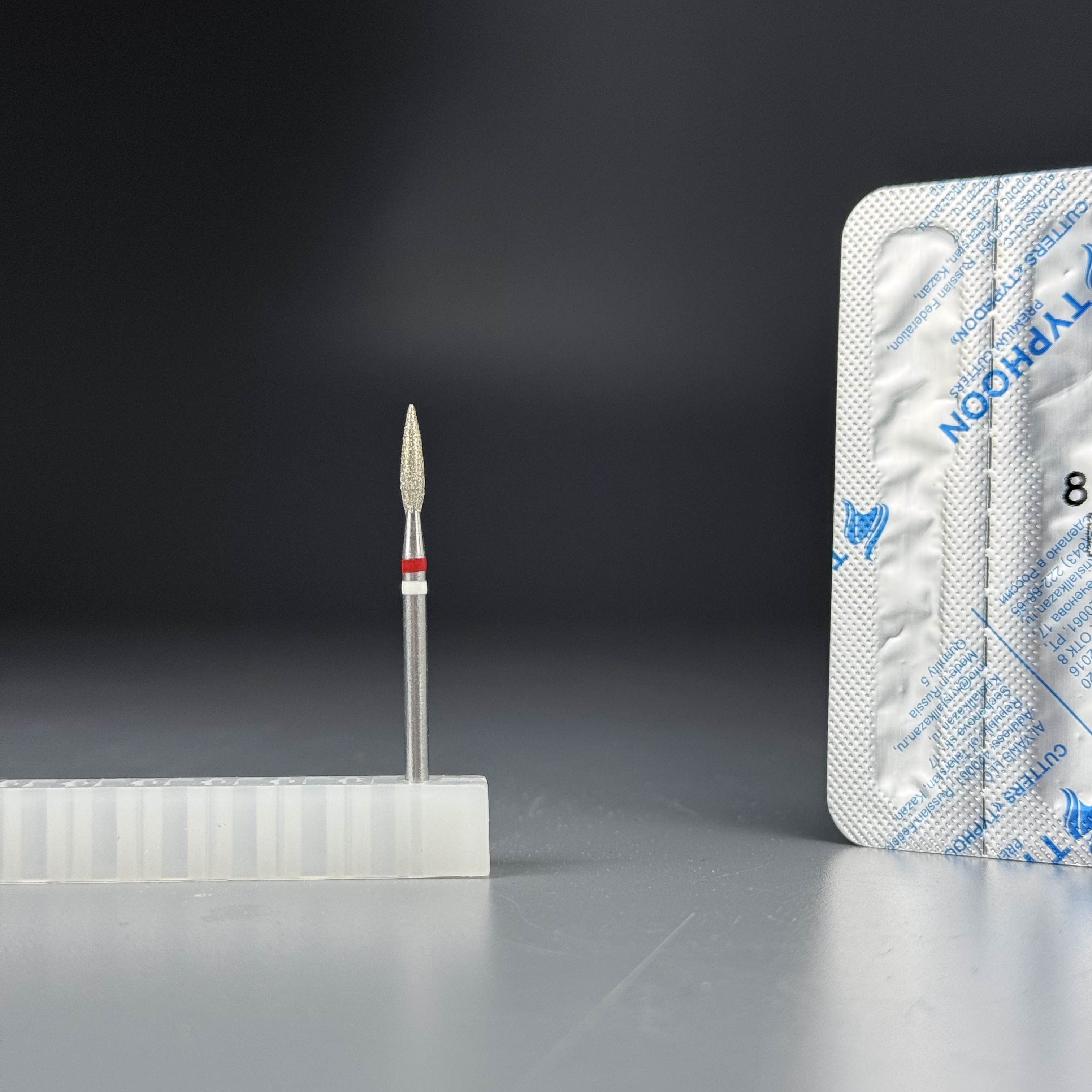 КРИСТАЛЛ Тайфун Алмазная фреза с Жемчугом (Пламя острое, каплевидное) 242.100.023М